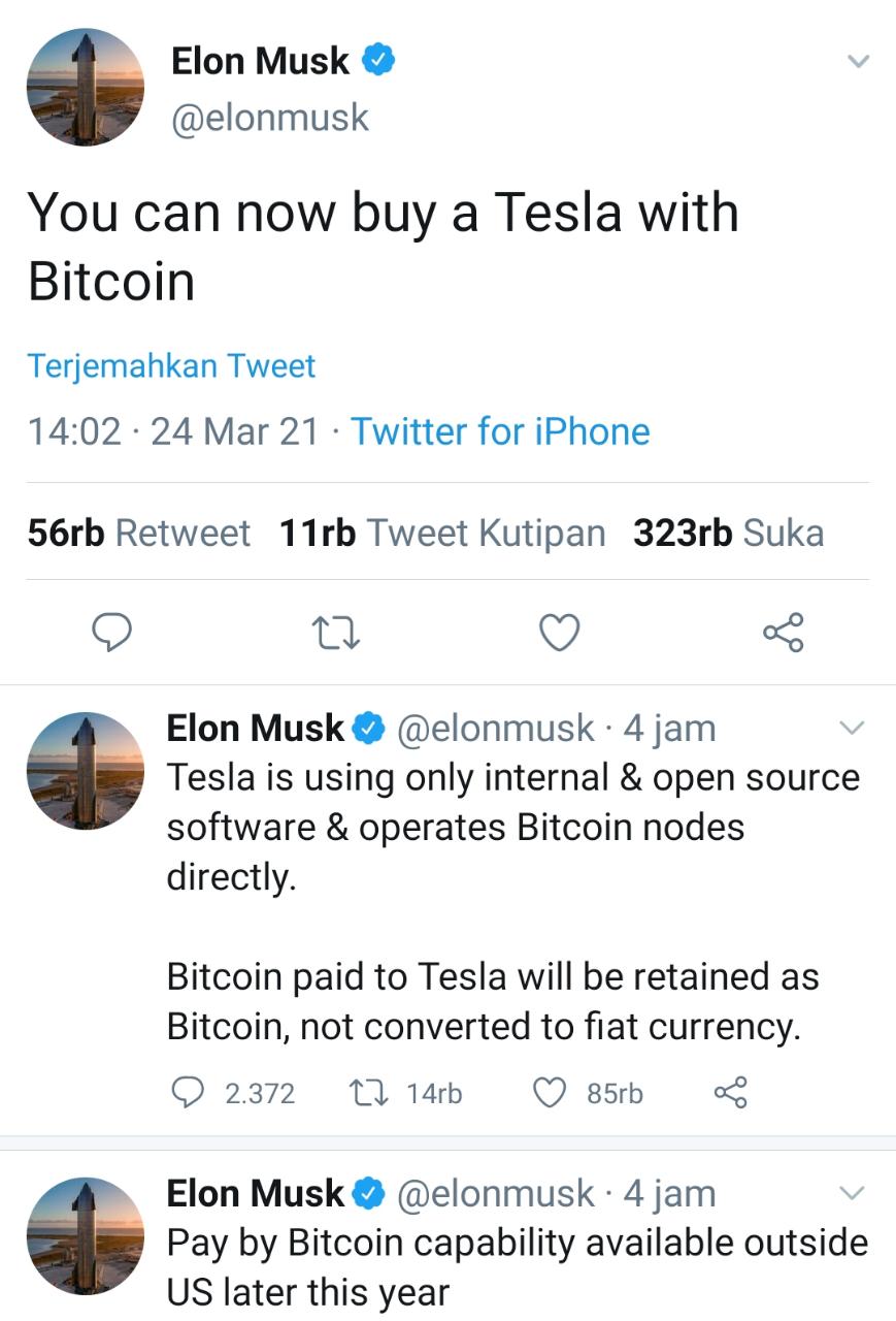 Beli Tesla dengan Bitcoin