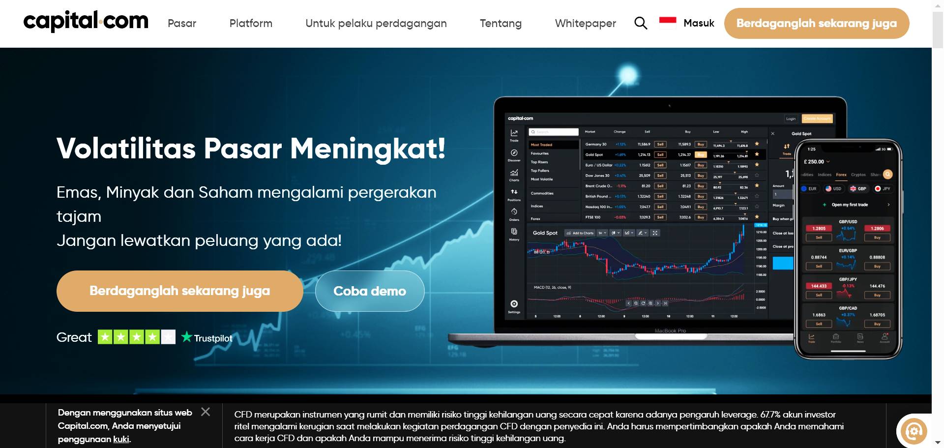 Halaman platform web Capital
